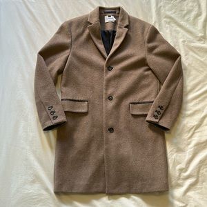 Topman Men’s Wool Blend Overcoat (Beige, M)
